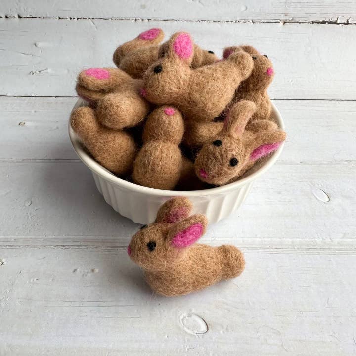 One Light Brown Felt Baby Easter Bunny for wholesale by Sewing Seeds Play