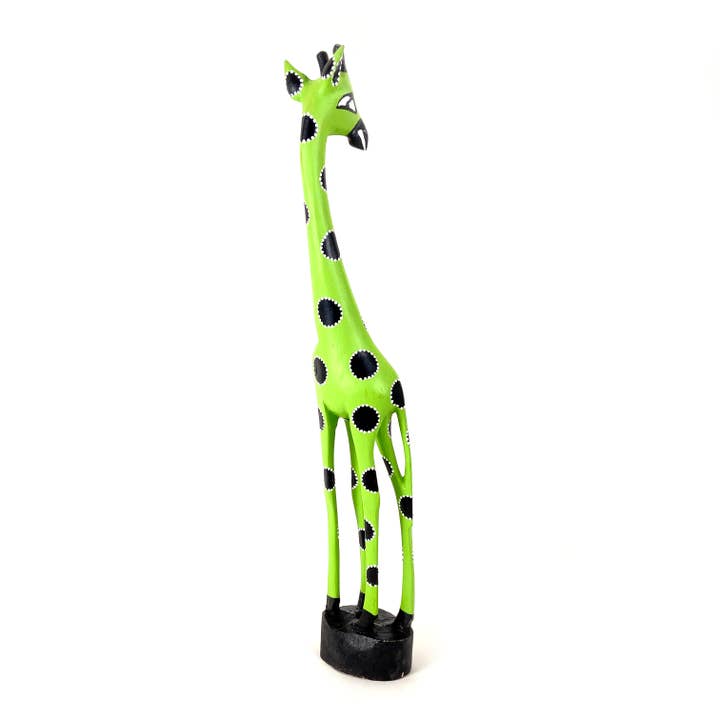 Mbare Home + Gift - Wholesale Decorative Figurine - 24" Painted Lime Green Wood Giraffe