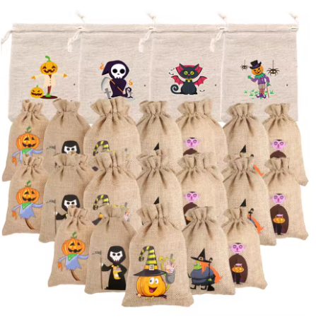 Buddha Ayurveda - Wholesale Cadeautasje - Linnen trekkoordzakje heksen vleermuis cadeauzakje0