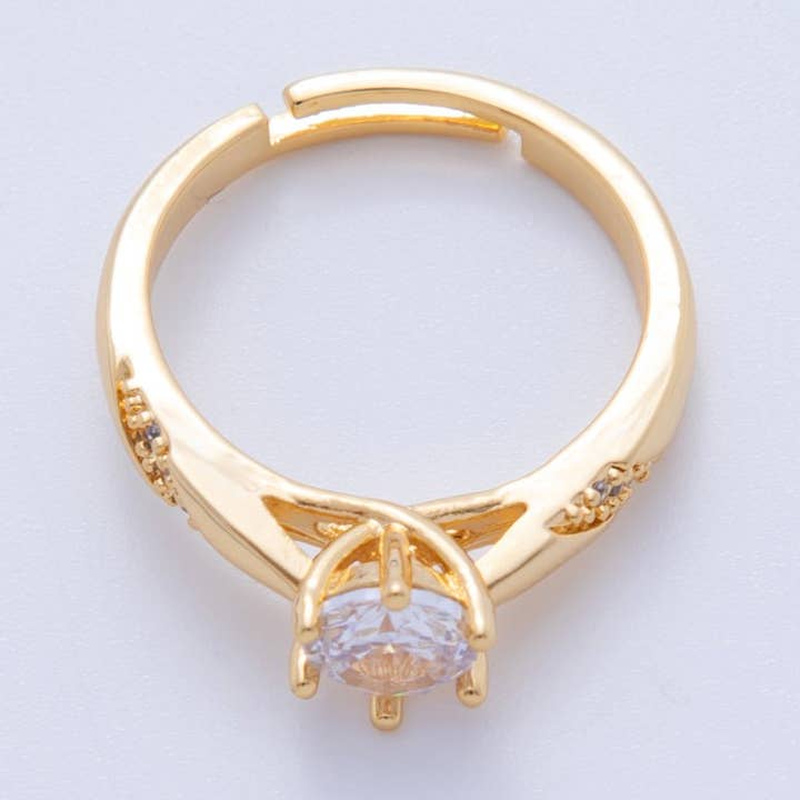 Aim Eternal – wholesale Single stone/solitaire ring – 18K Gold Filled Clear CZ Micro Paved Solitaire Ring | O17550