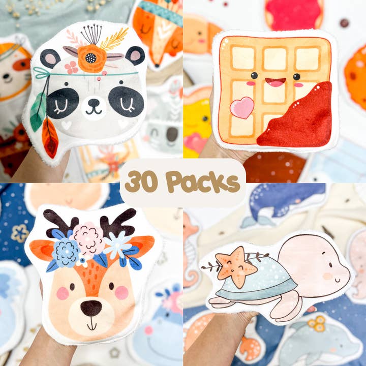 Pacchetto Super pro – 30 Pacchetti di Cotoni Lavabili Animali - 3 per la vendita all'ingrosso da parte di Liaminou