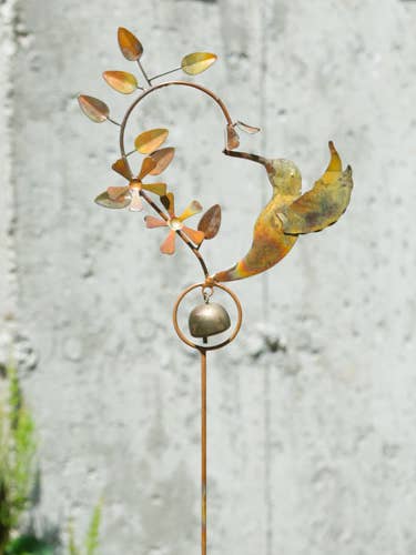 Flamed Hummingbird Heart Garden Stake for wholesale by Ancient Graffiti