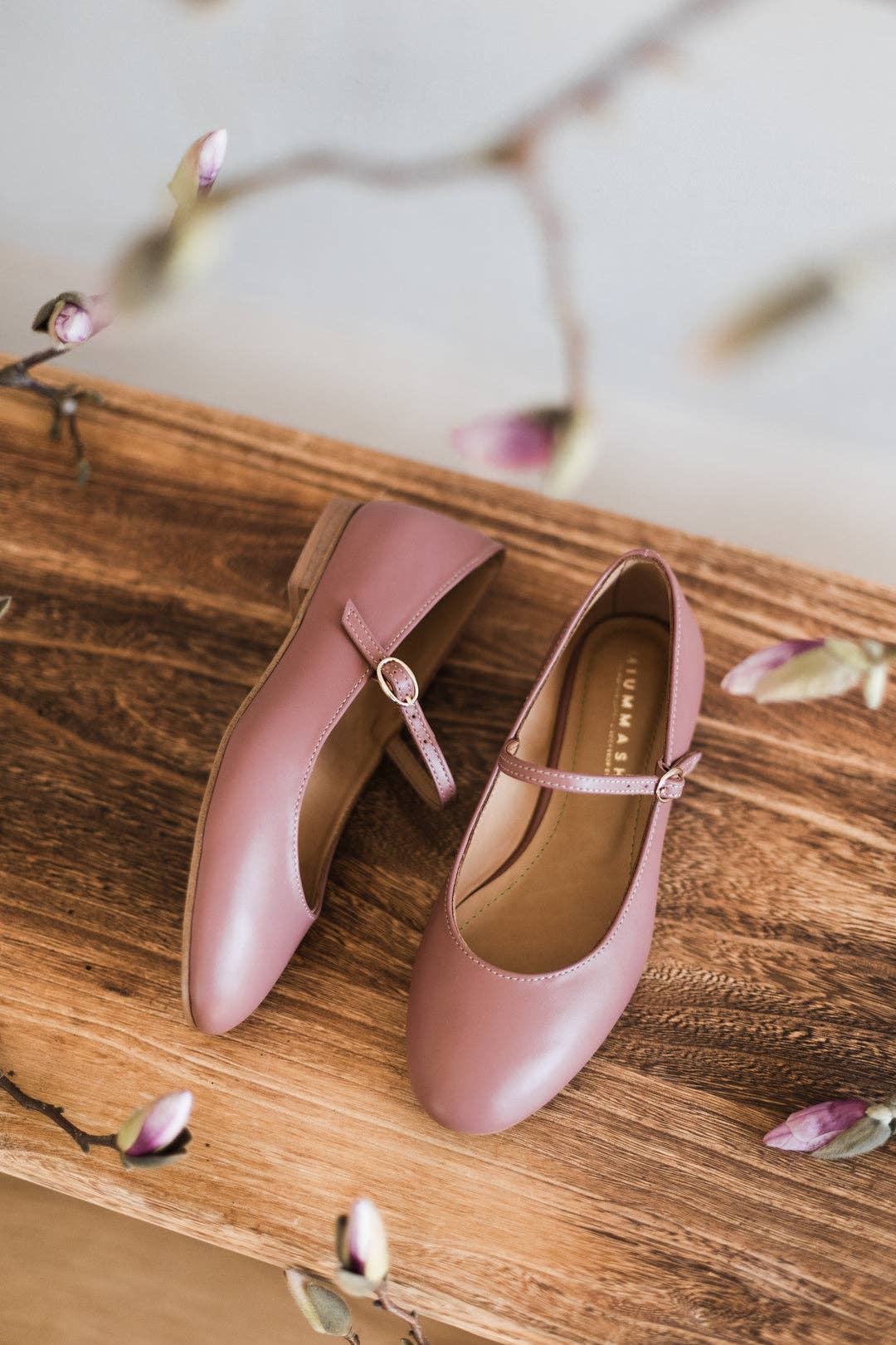 MIUMMASH DAMIAN TOMZIK - Wholesale Flats - Women's - Women's leather ballerinas - Mary-Jane - Dusty Pink 34-422