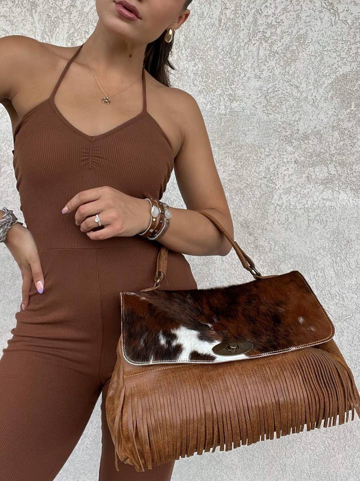Donatelia Fringed Large Handbag & Cross Body for wholesale by Charlie Leather