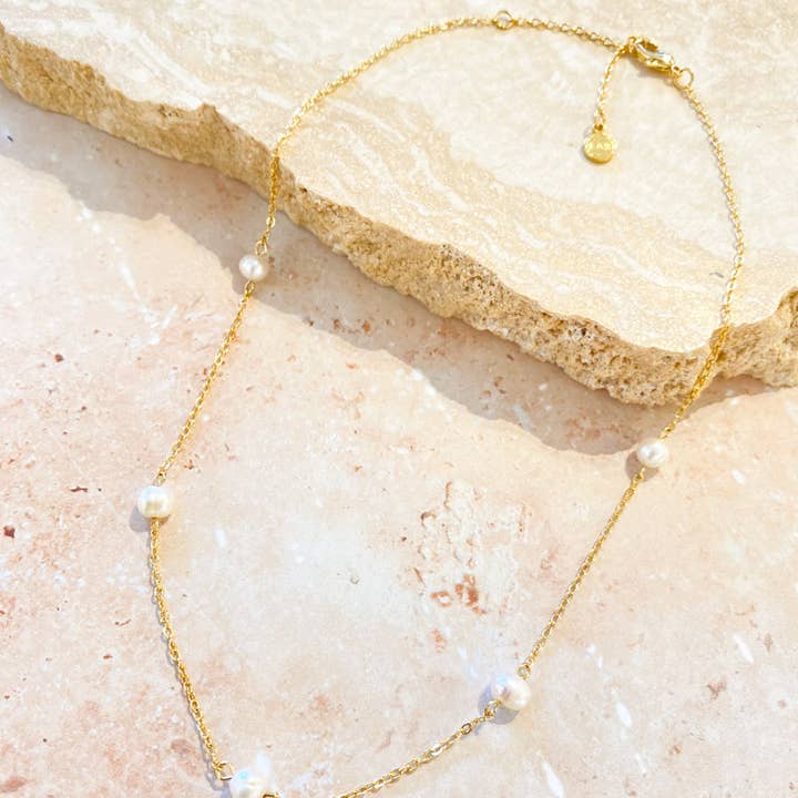Angels Whisper Accessories - Wholesale Beaded/Pearl Necklace - Ally Pearl 18K Gold Plated Necklace