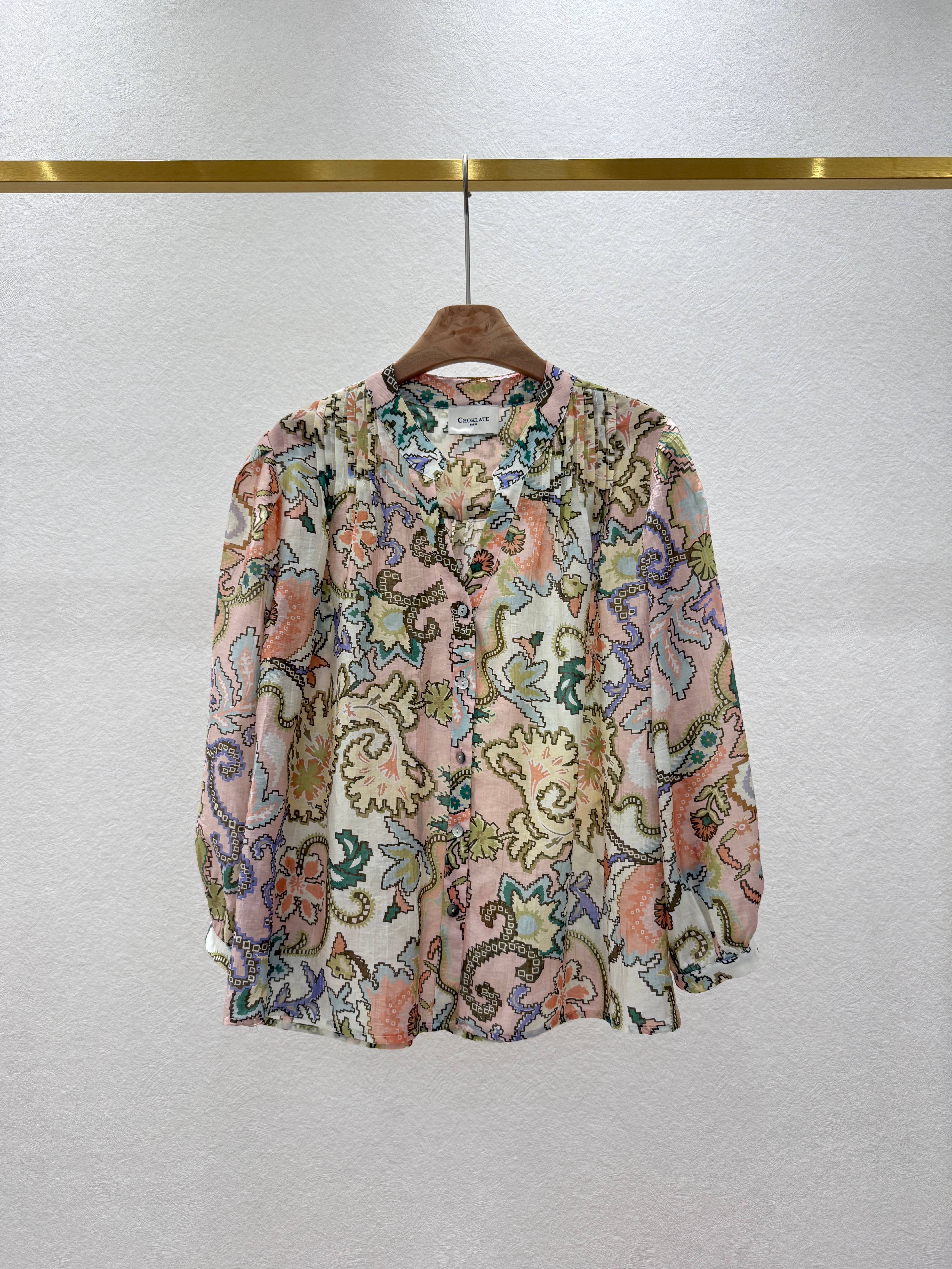 CHOKLATE PARIS - Wholesale Overhemd met knopen - Dames - Saint Tropez blouse van bedrukte zijde-viscose - CK081361