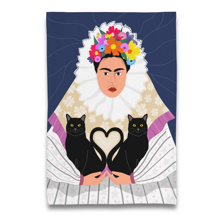 Museum Collection- Love, Live, Frida Tea Towel for wholesale by Naked Decor