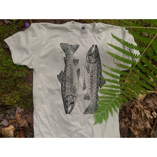 Nature Walk - Wholesale Screen Printed T-Shirt - Unisex - Chinook Salmon Comfy Tee shirt1