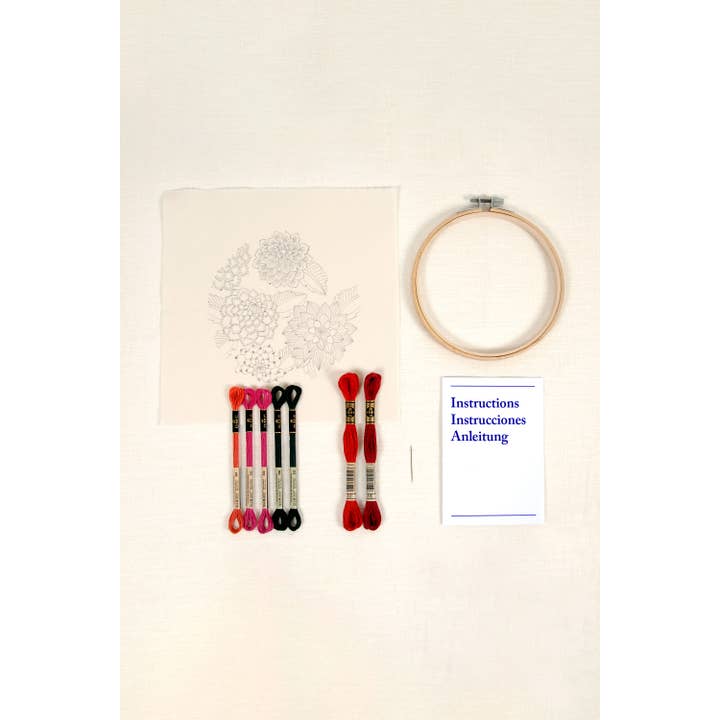 DMC - Wholesale Embroidery/Cross Stitch Supplies - DMC Designer Embroidery Kit - Dahlias, TB198S