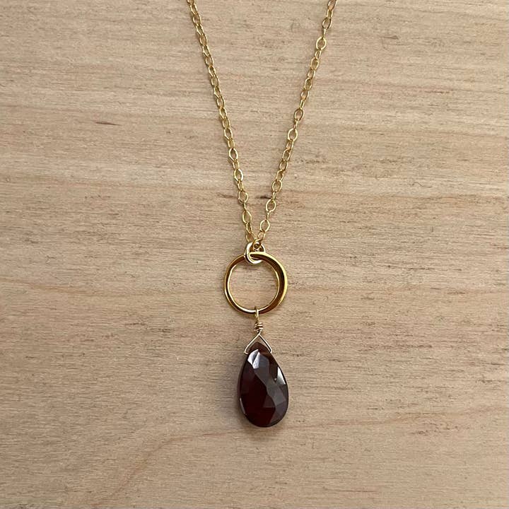 Miranda Gemstone Necklace on Cable Chain (14k Gold-fill) for wholesale by TASI Designs