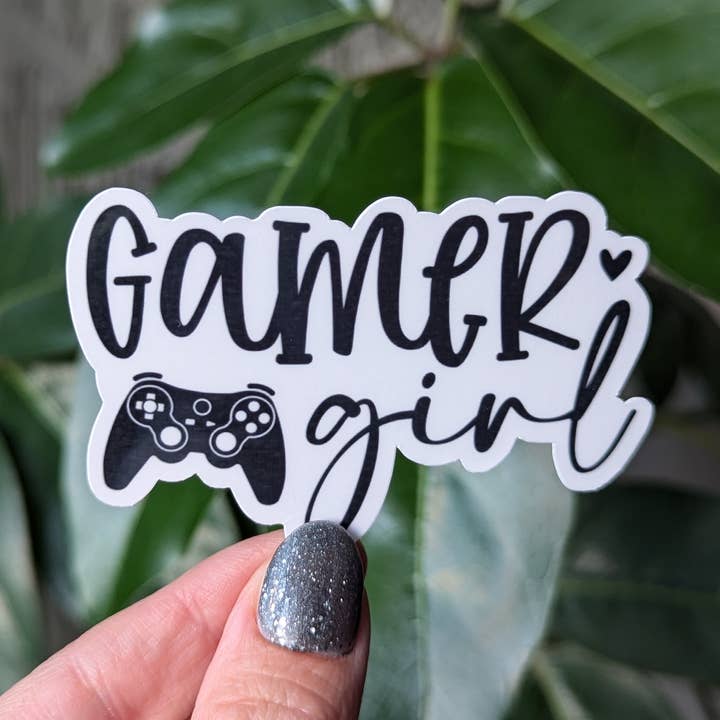 Gamer girl vinyl sticker, video game console sticker for wholesale by Moonlit Creations