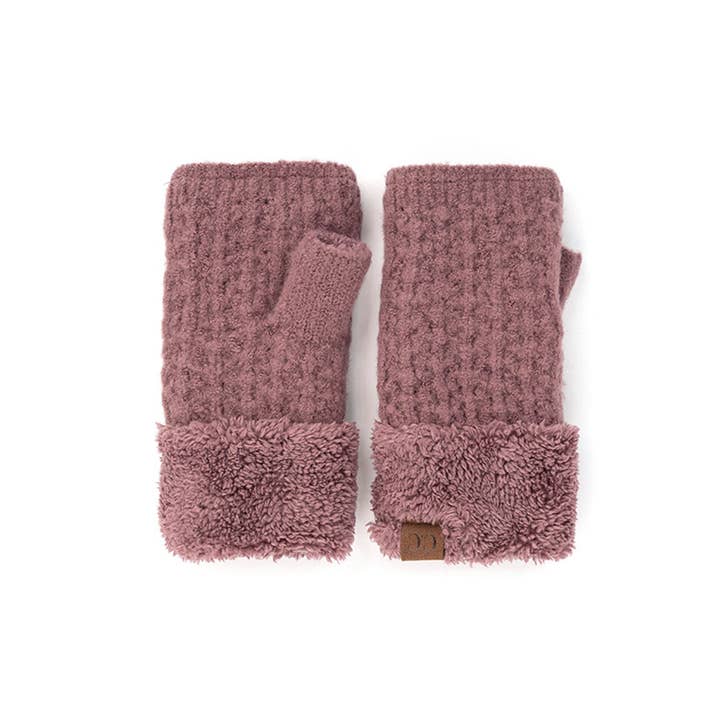Hana - Wholesale Gloves - Women's - C.C Smocking Stitch Pattern Fingerless Gloves1