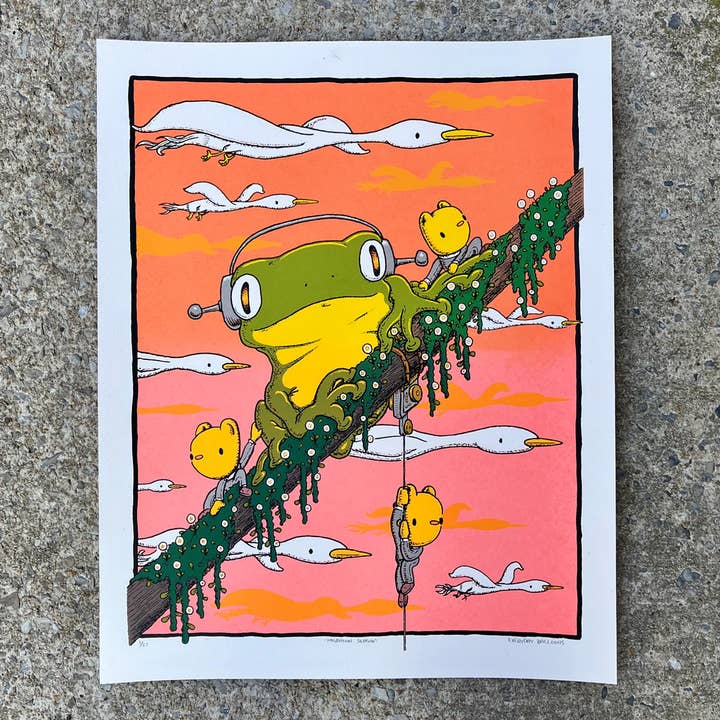 Saison de Migration Impression Écran, Impression d'Art Grenouille, 40x50 cm, pour la vente par everyday balloons print shop