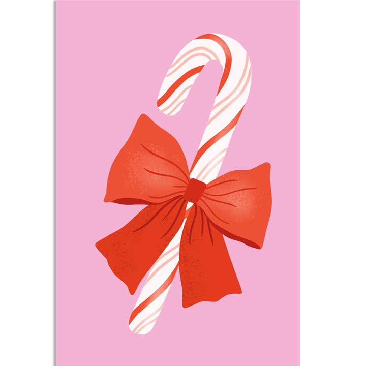 Mini card - gift tag Christmas cute candy cane ornament bow for wholesale by Muchable