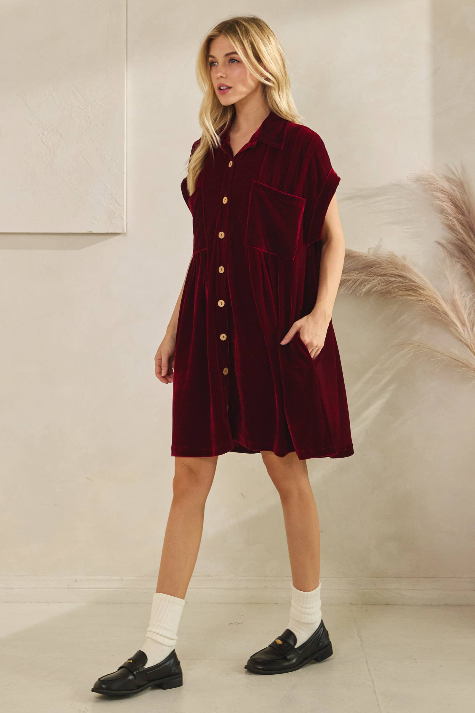 Sewn and Seen - Vente Robe – femme - Robe plissée en velours9