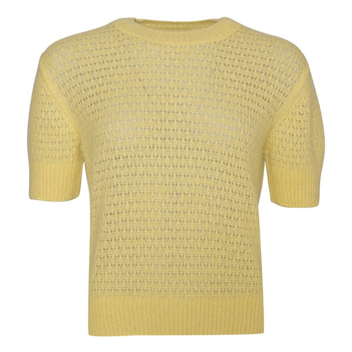 Kashmirtröja Nele-cs Ajour i Lemon för wholesale av cute stuff GmbH