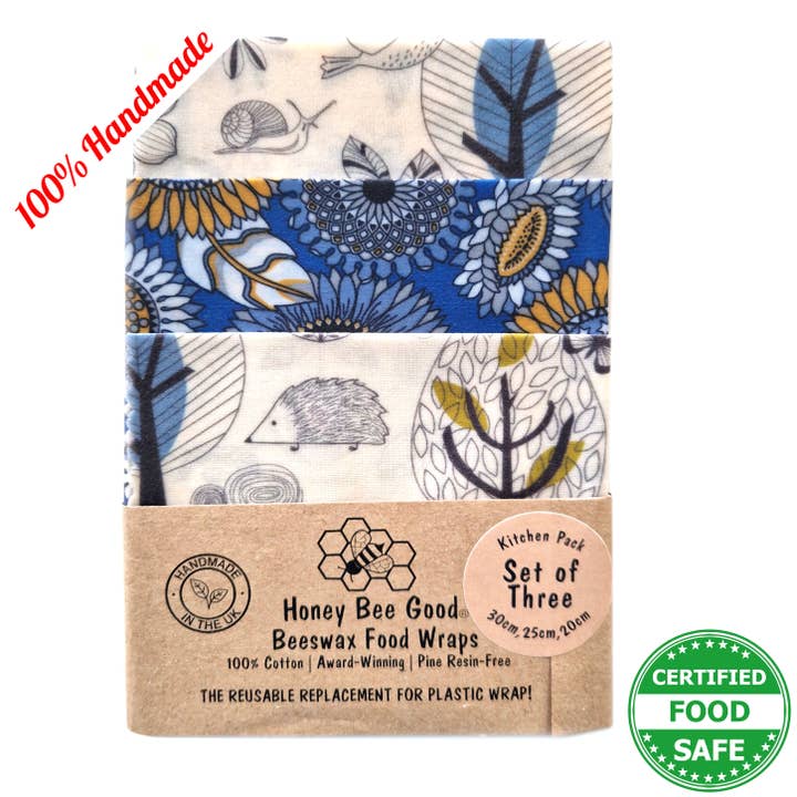 3 (L,M,S) HANDMADE Beeswax Wraps | Scandi for wholesale by Honey Bee Good