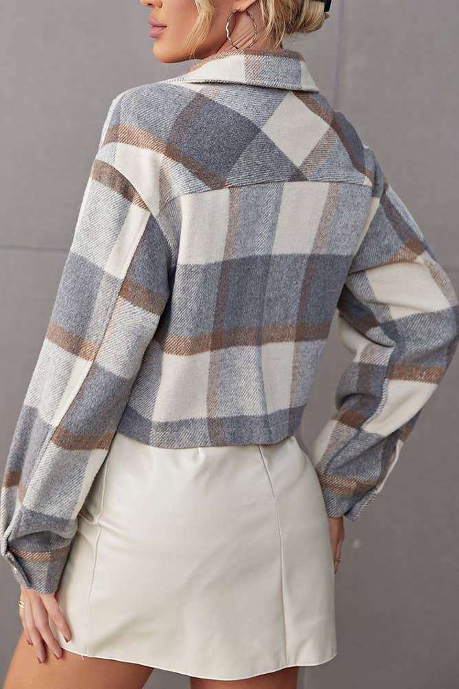 UNISHE - Wholesale Shirt Jacket/Shacket - Women's - Pocketed Plaid Open Button Shackets GSS0225
