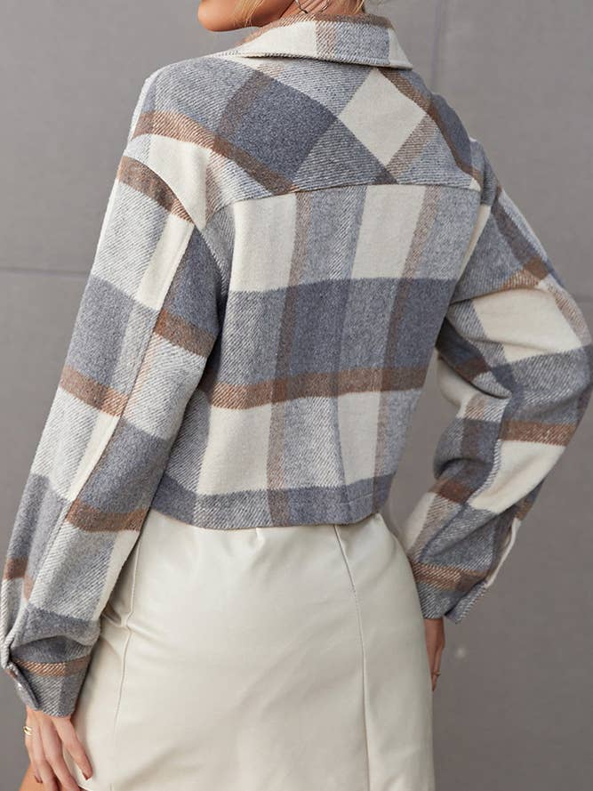 UNISHE - Wholesale Shirt Jacket/Shacket - Women's - Pocketed Plaid Open Button Shackets GSS0225