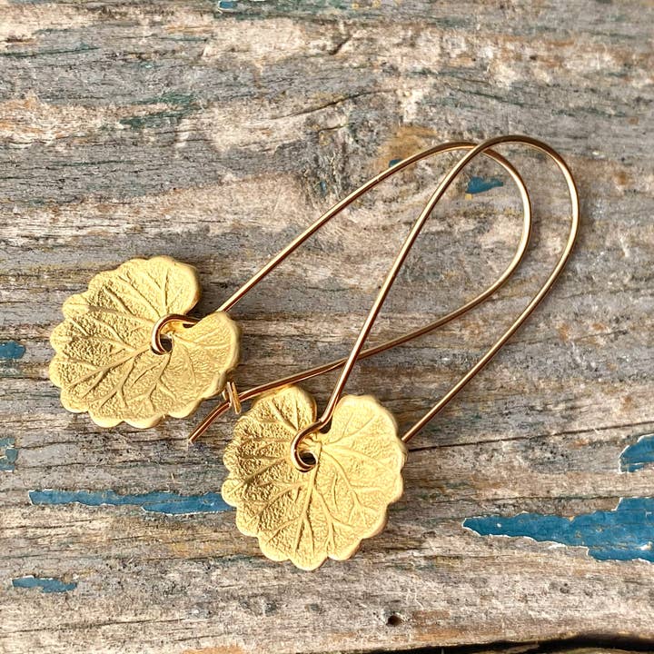Red Truck Designs - Wholesale Dangle Earrings - Leaf Earrings Gold Lily Pad Earrings Woodland Jewelry