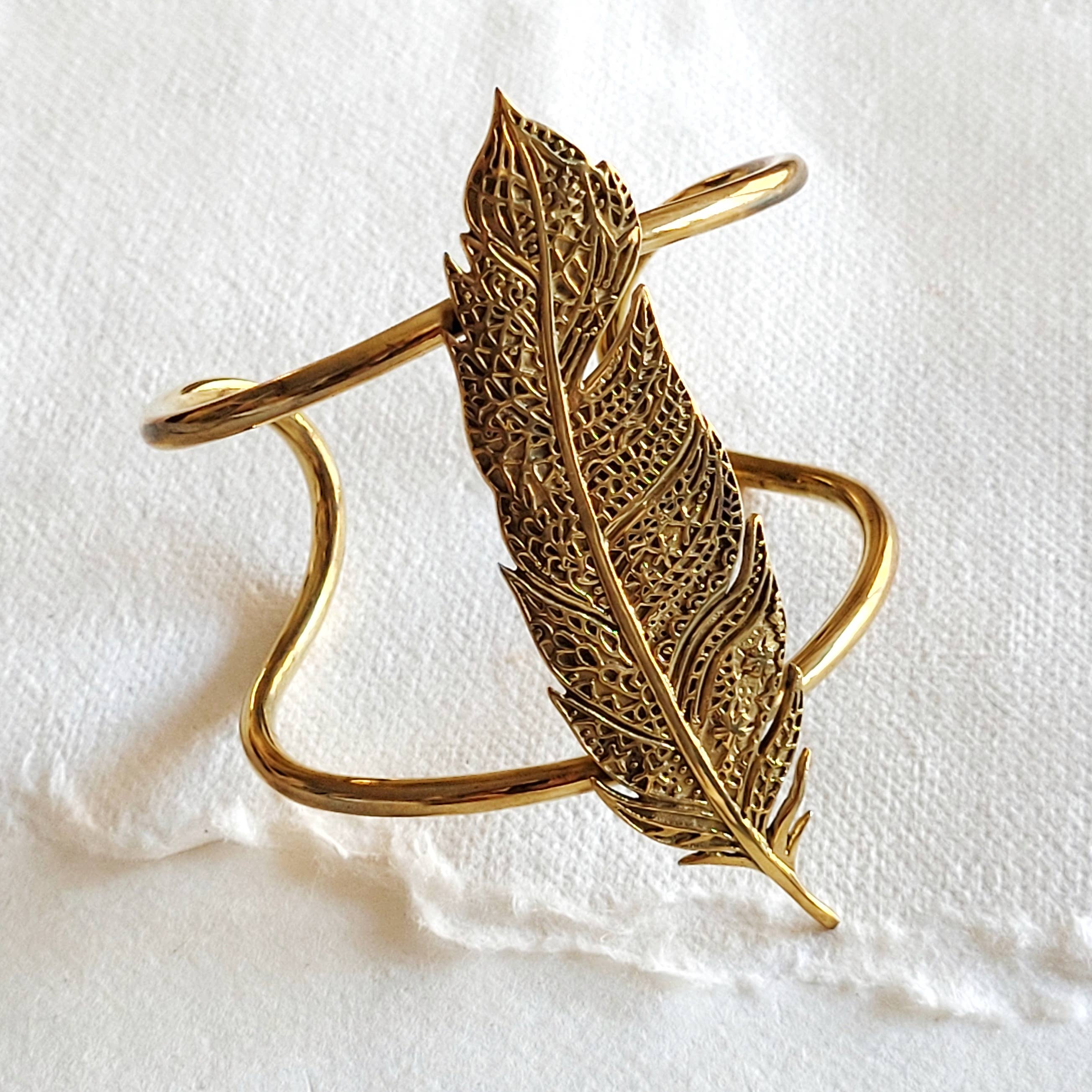Bisjoux – Engroshandel Manchetarmbånd – Messing blad fjer håndlavede Cuff armbånd1