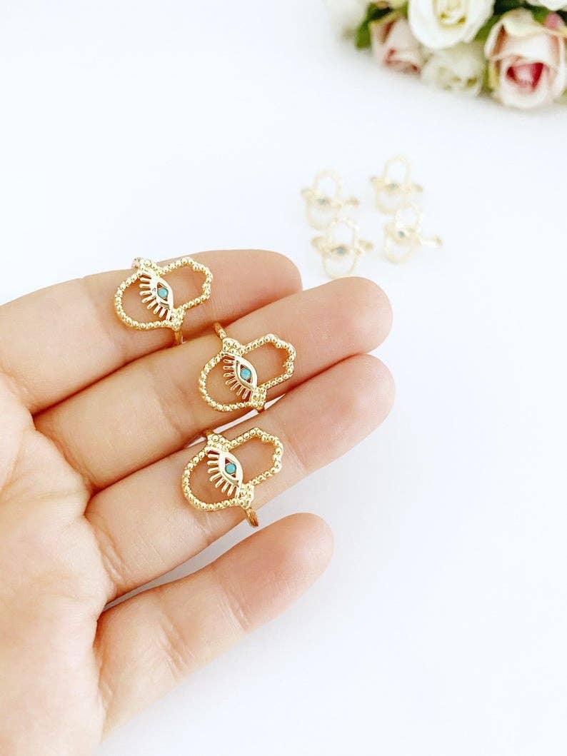 Evileyefavor – wholesale Cocktail/statement ring – Hamsa Hand Ring, Evil Eye Ring, Adjustable Ring, Gold Ring, Lucky Evil Eye Ring1