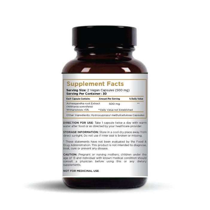 Lion Wellness - Wholesale Oral Supplement/Vitamin - Pure Ashwagandha Capsules I 100% Vegan