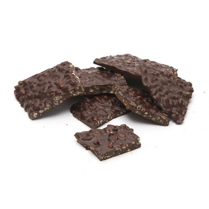 Broken bars dark chocolate (puffed rice) for wholesale by The Belgian Chocolate Makers