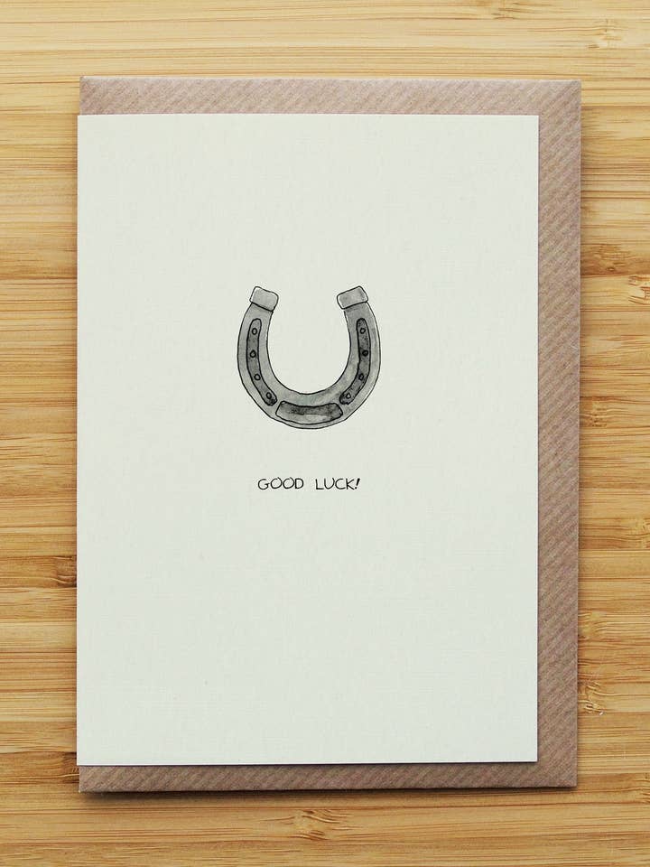Horseshoe Good Luck Card - First Day - Recycled Card for wholesale by RossJDesigns