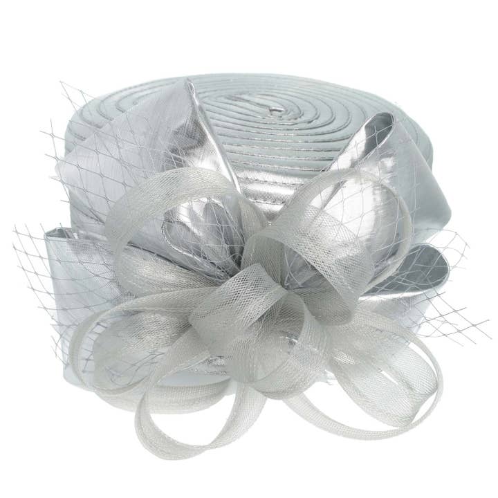SP Sophia Collection - Wholesale Fascinator Hat - Women's - Ribbon Metallic Dressy Netted Pill Box Braid Hat