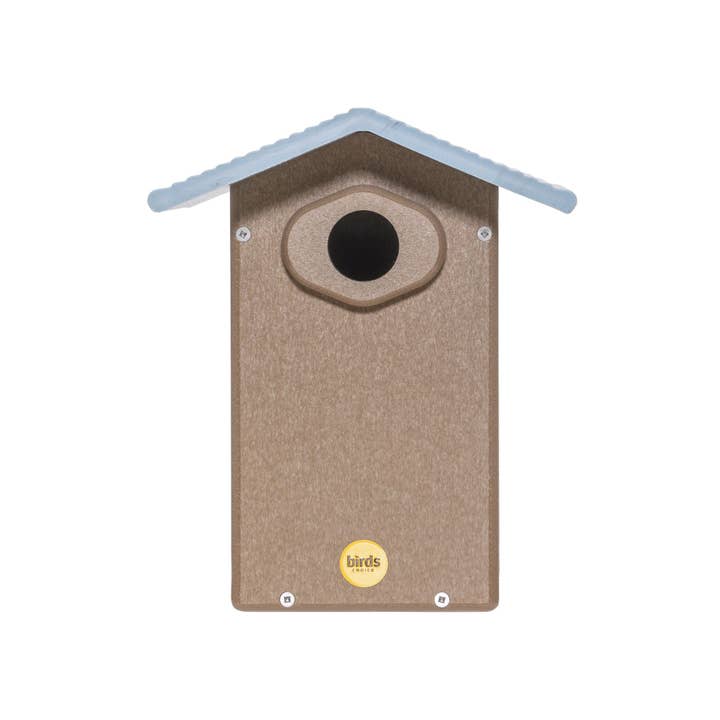 Ultimate Bluebird House in Taupe and Blue Recycled Plastic for wholesale by Birds Choice