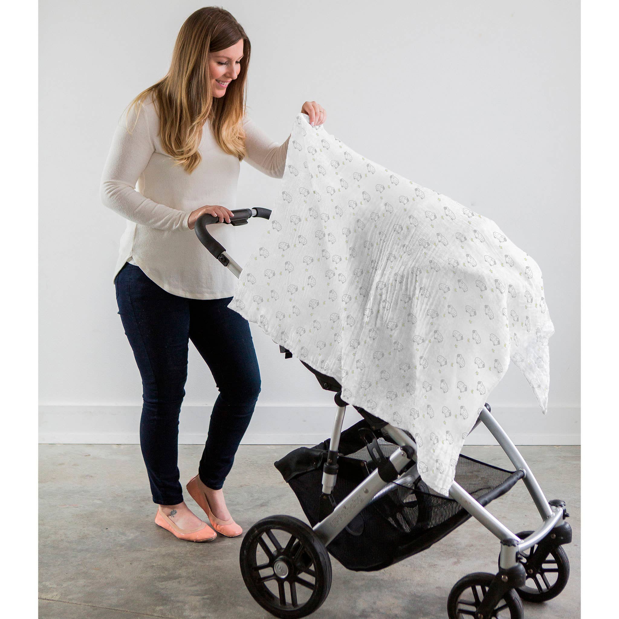 SwaddleDesigns - Wholesale Swaddle – Baby - Little Lambs & Stars Muslin Swaddle Blanket, Premium Cotton5