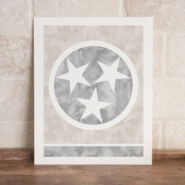 Impression aquarelle neutre Tristar 18 po x 24 po pour la vente par Jerry and Julep, LLC