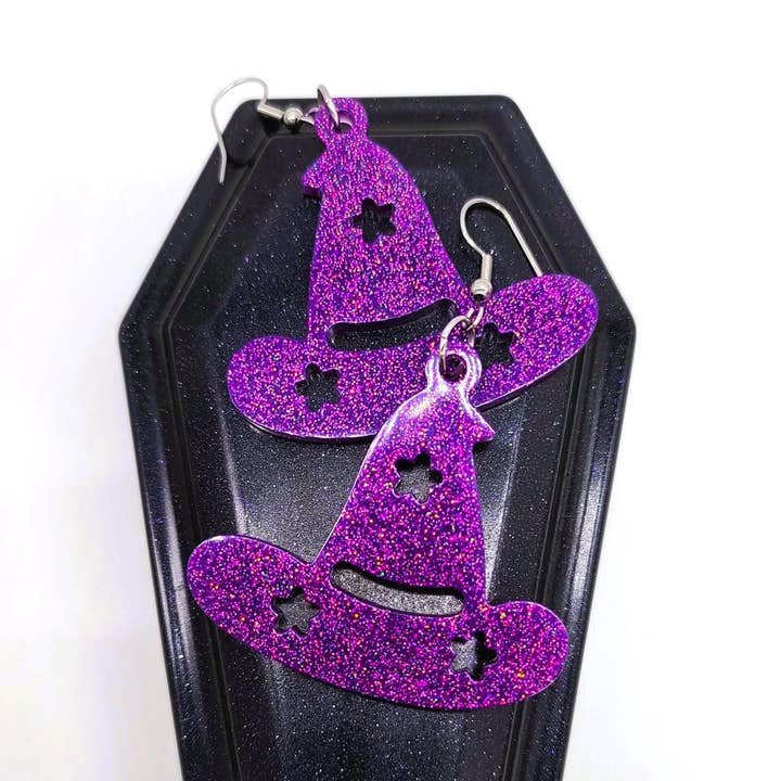 Spooky Halloween Witch Hat Earrings - Eco-Friendly Resin for wholesale by Slightly Askew Art