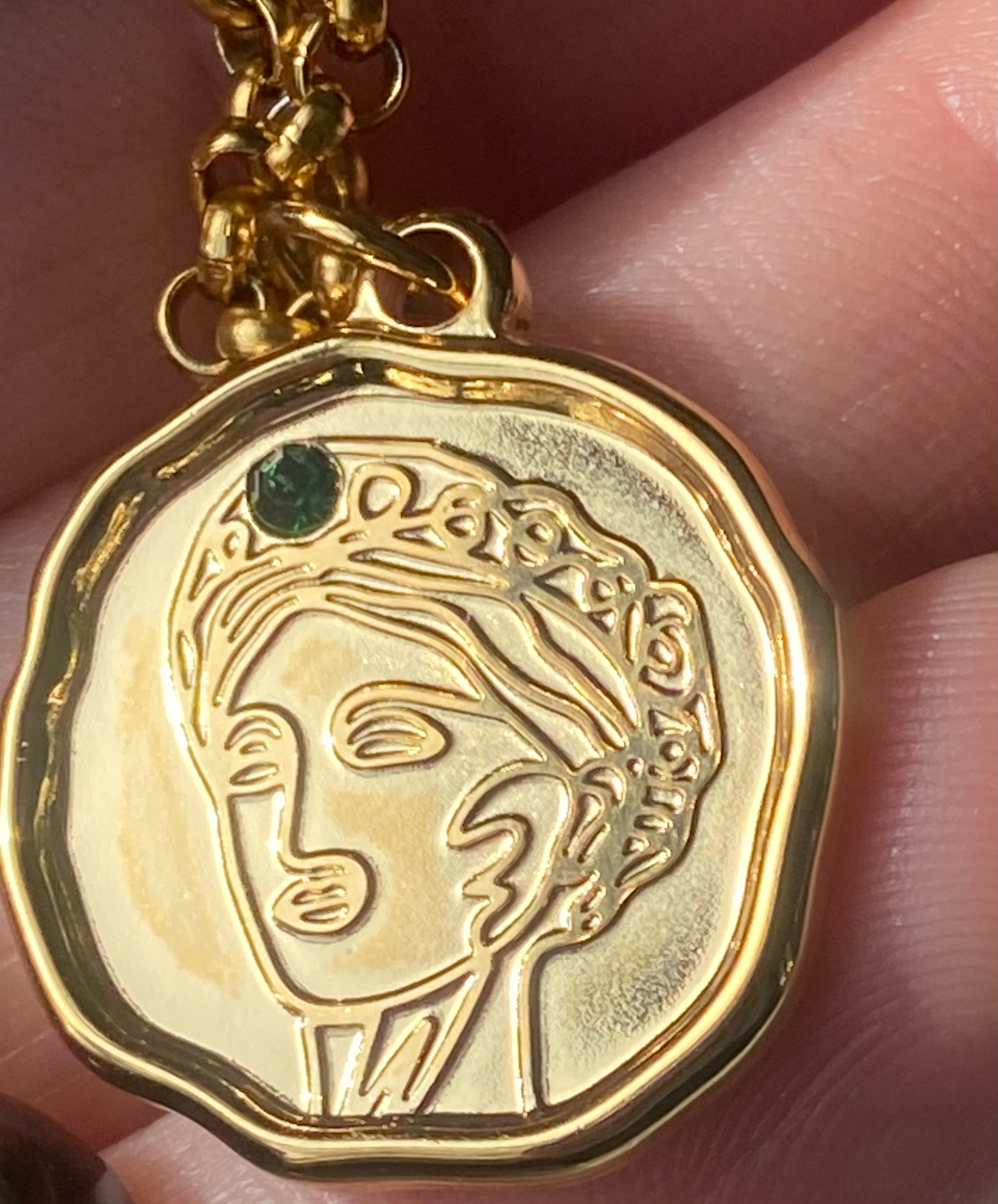 HoopLa - Wholesale Pendant/Charm Necklace - Goddess Coin Collection Waterproof 14K Gold Necklace5