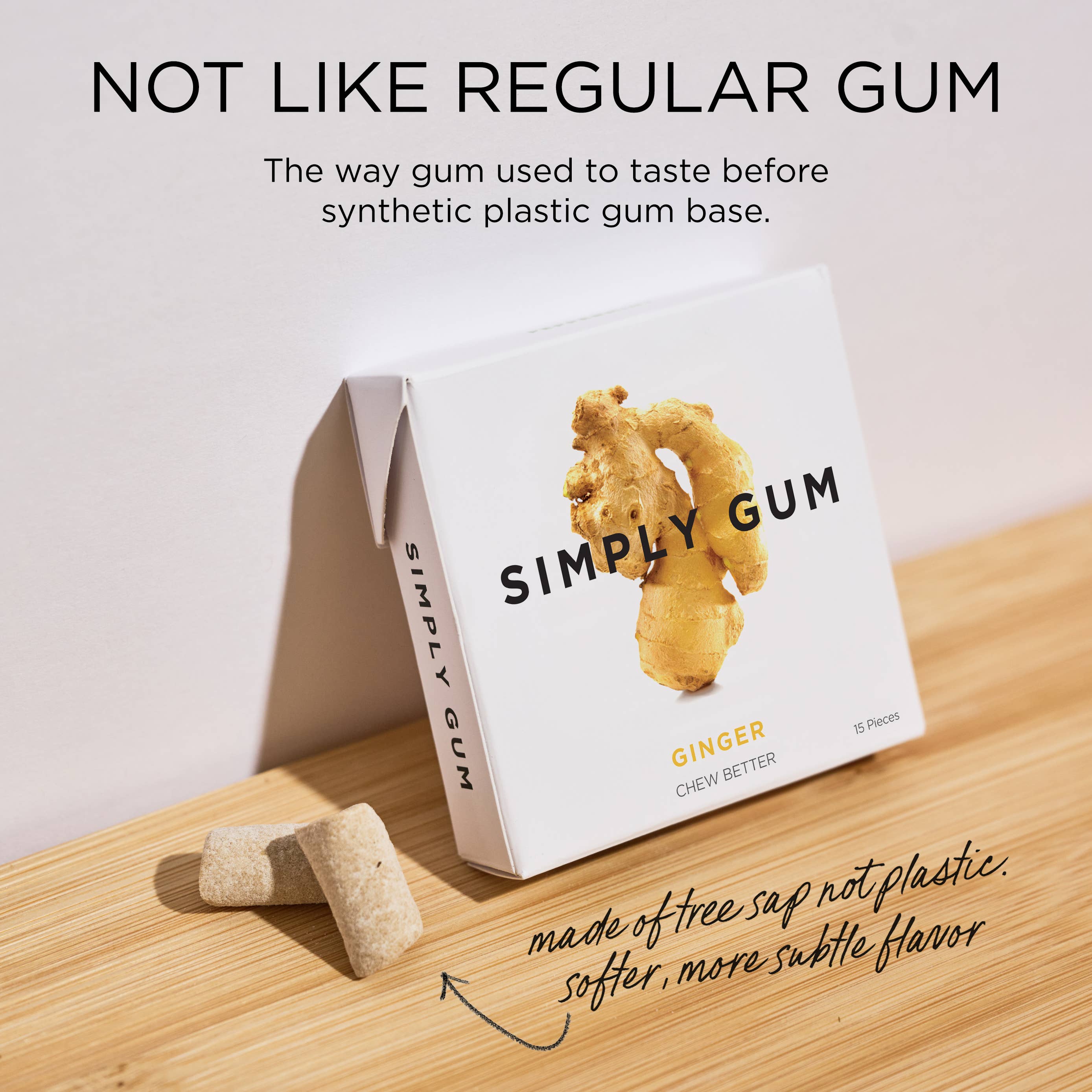 Simply Gum - Wholesale Chewing gum - Ginger Chewing Gum - Natural + Plastic-Free | 12 Pack3