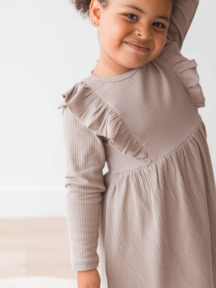 Mila & Co. - Wholesale Dress - Kids - Ribbed Flutter Dress | Mushroom4