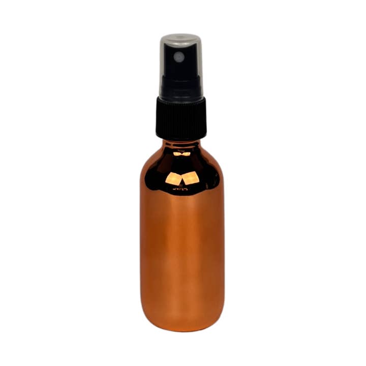 4oz Copper Glass Bottle with Black Mist Sprayer for wholesale by The Bottle Shoppe