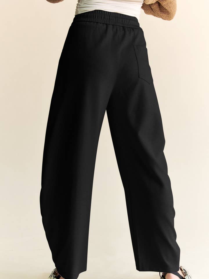 Davi & Dani - Wholesale Pants - Women's - SOLID ELASTIC WAISTBAND POCKETS LONG BARREL PANTS13