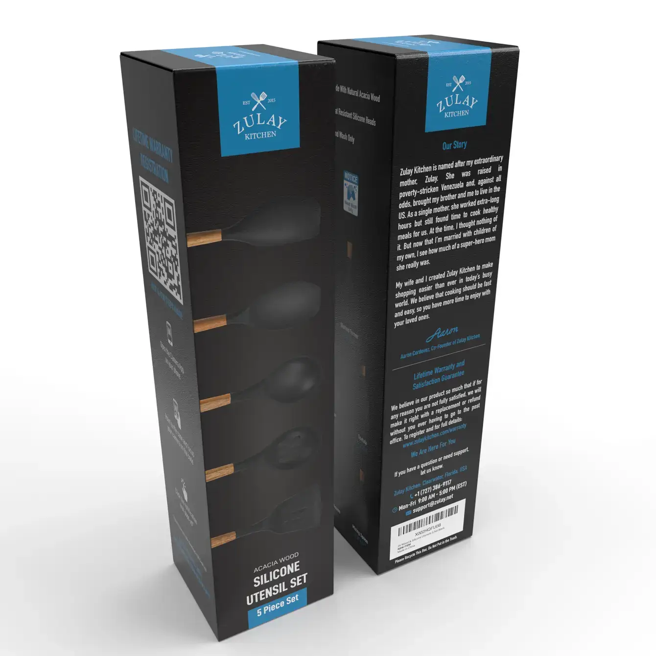 Zulay Kitchen - Wholesale Kitchen Utensil Set - 5-Piece Silicone Utensils Set with Wooden Handles30