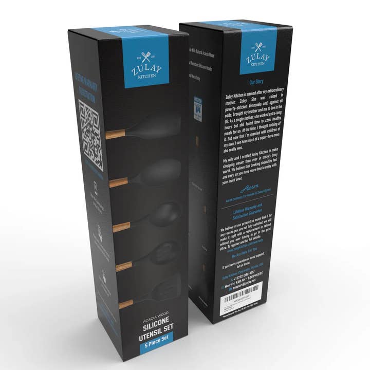 Zulay Kitchen - Wholesale Kitchen Utensil Set - 5-Piece Silicone Utensils Set with Wooden Handles30