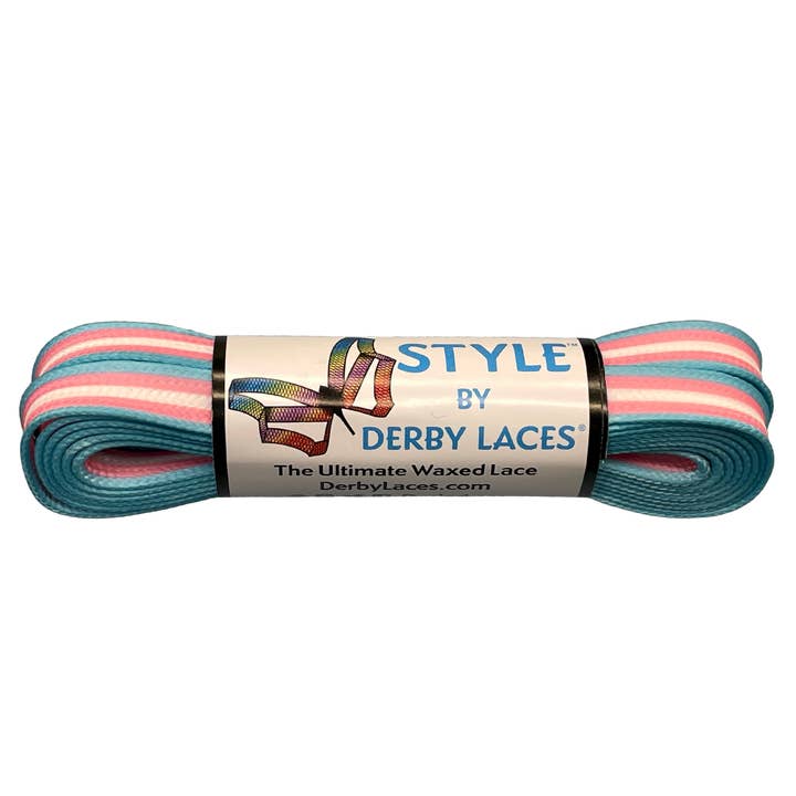Derby Laces - Vente Lacet – unisexe - Derby Laces — Lacets cirés à rayures Trans de 72 pouces (183 cm) Pride Style Pride