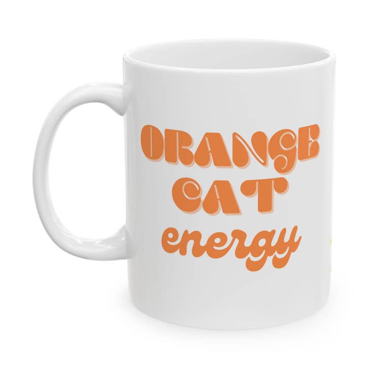 Tasse en céramique Orange Cat Energy, (11 oz), tasse amusante, jolie tasse, cadeaux pour elle, cadeaux pour lui, tasse à café, jolie tasse, tasse artisanale, tasse artisanale, tasse artisanale pour la vente par The Mug Bakery