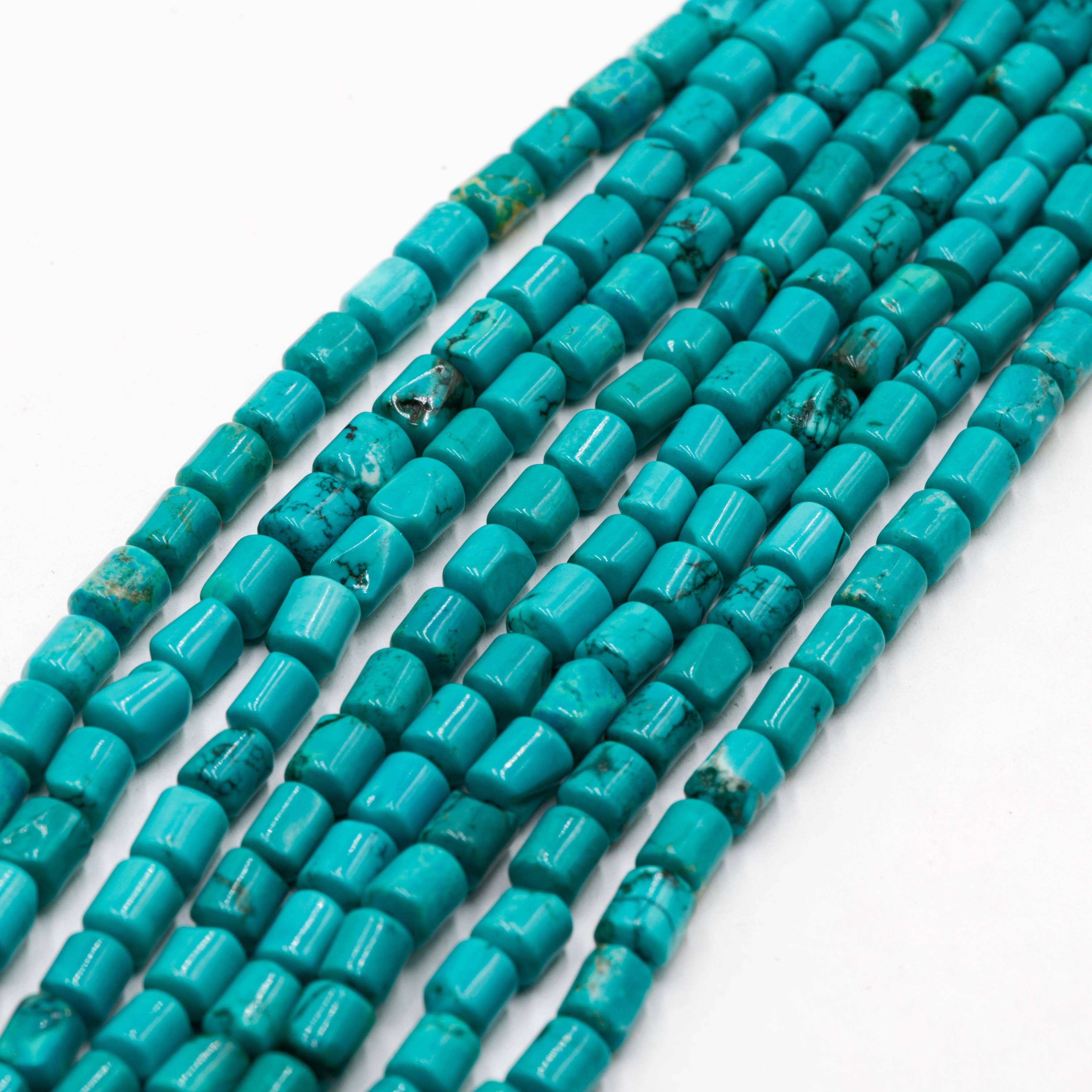 CRCBEADS - Wholesale Beads - Blue Green Turquoise Cylinder Tube Beads Size 5x6mm 15.5" Strand2