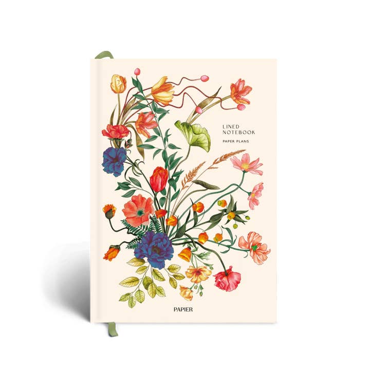 Lined Notebook, A5 Hardcover - Wild Arrangement for wholesale by Papier