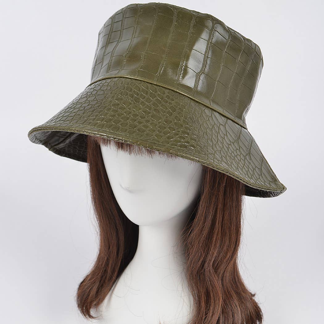 3AM BY H&D ACCESSORIES - Wholesale Bucket Hat - Women's - Faux Croc Bucket Hat4