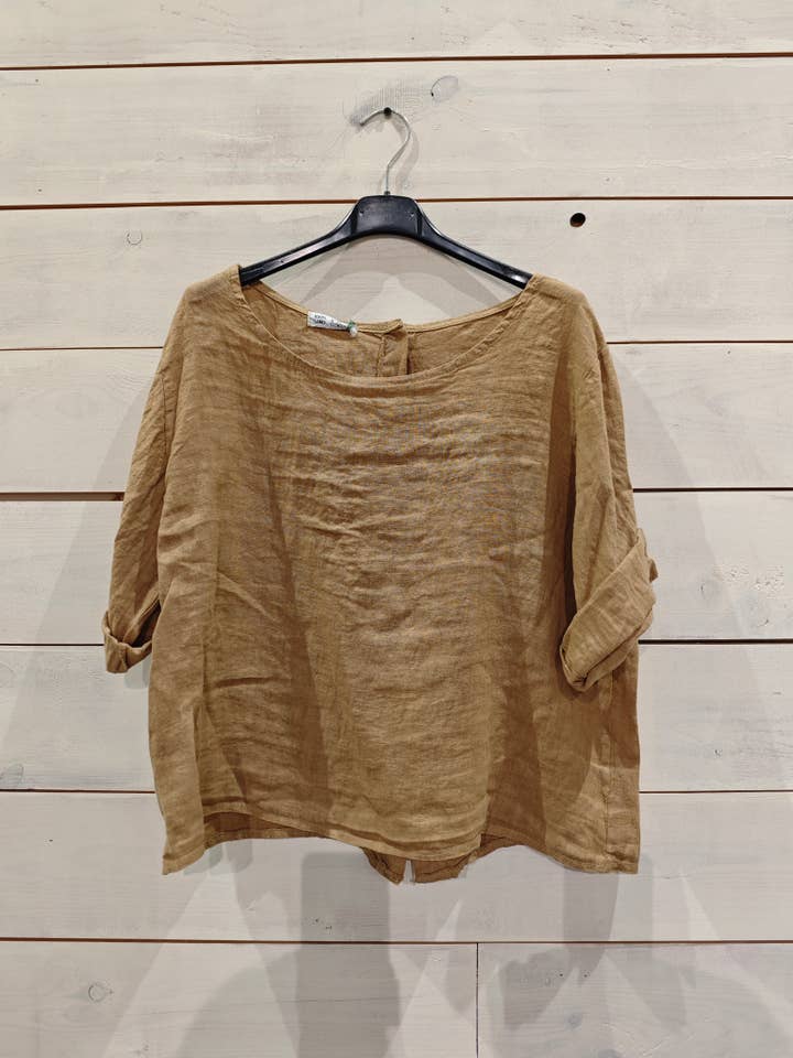 Linos y Textiles - Wholesale Blouse - Women's - REF 59076 BASIC LINEN SHORT BLOUSE 100%8