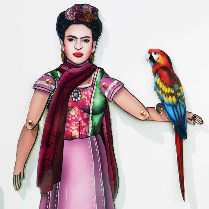 THE PAPER IDOLL – Engroshandel Magnet – Posable køleskabsmagnet eller sæt Frida Kahlo | Celebrity Paper Doll | Mexicansk kunstner