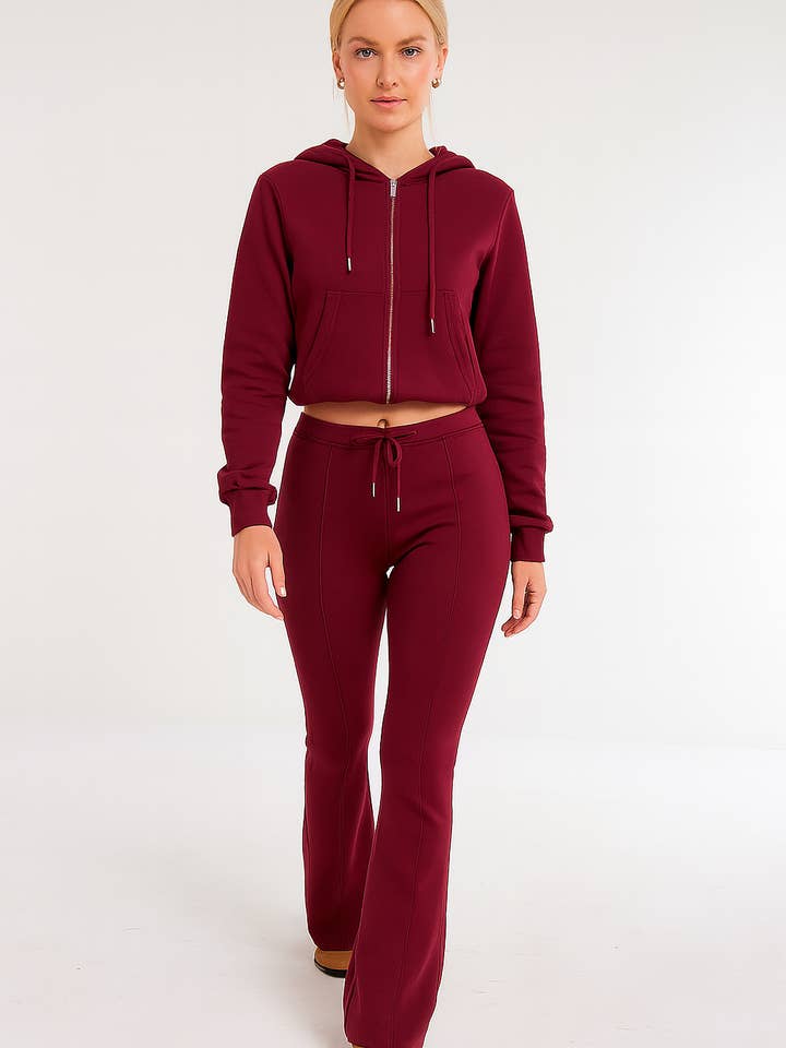 AX Labels - Wholesale Lounge Set - Women's - Interlock Cropped Zip Hoodie and Flared Trouser Set62