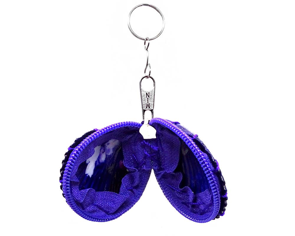 Pichincha - Wholesale Keychain - Women's - Natural Dyed Clam Shell Hard Coin Purse Keychain5